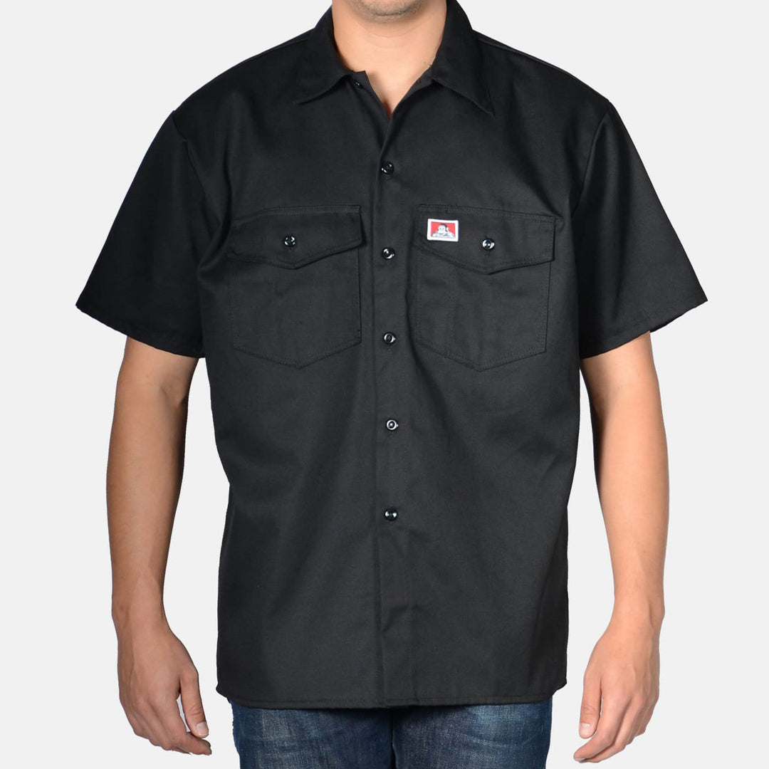 Short Sleeve Button-Up Shirt - Black